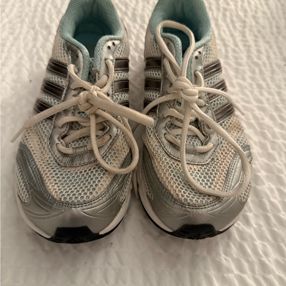 Adidas White and Silver Sneakers with Breathable Mesh